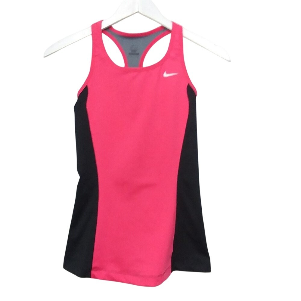 Nike Dri-FIT Pink Black Colorblock Racerback Tank Top with Built-in Bra XS